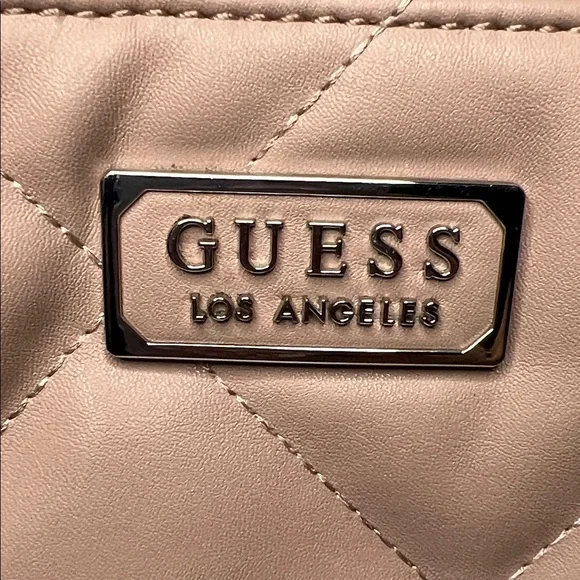 GUESS Quilted Taupe/Beige Leather-Look Tote - Picture 7 of 10